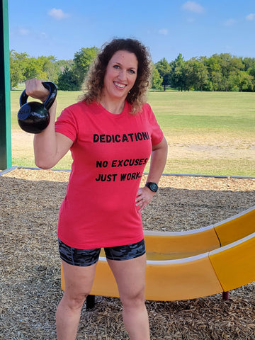 Dedication!  No Excuses, Just Work Unisex T Shirt ( Color)-Red